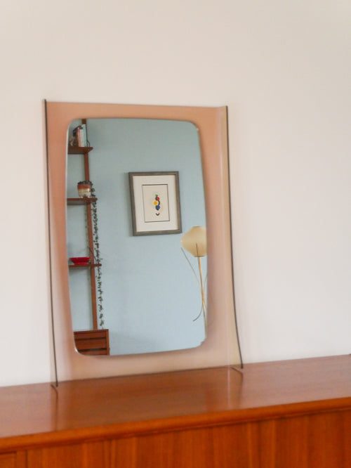 Grand Miroir En Plexi, Forme Rectangulaire, Design, 1970 - 65 X 36 Cm