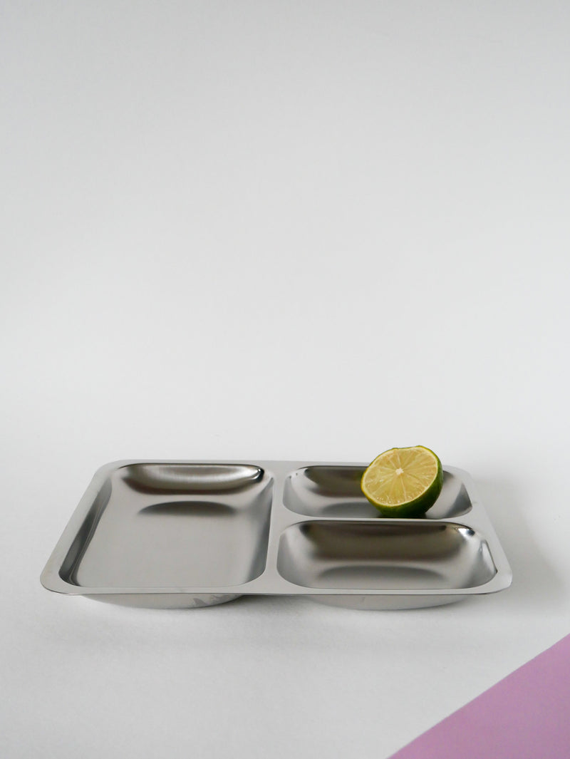 Plat Rectangulaire À Apéritif En Inox Brossé - Design - 1970