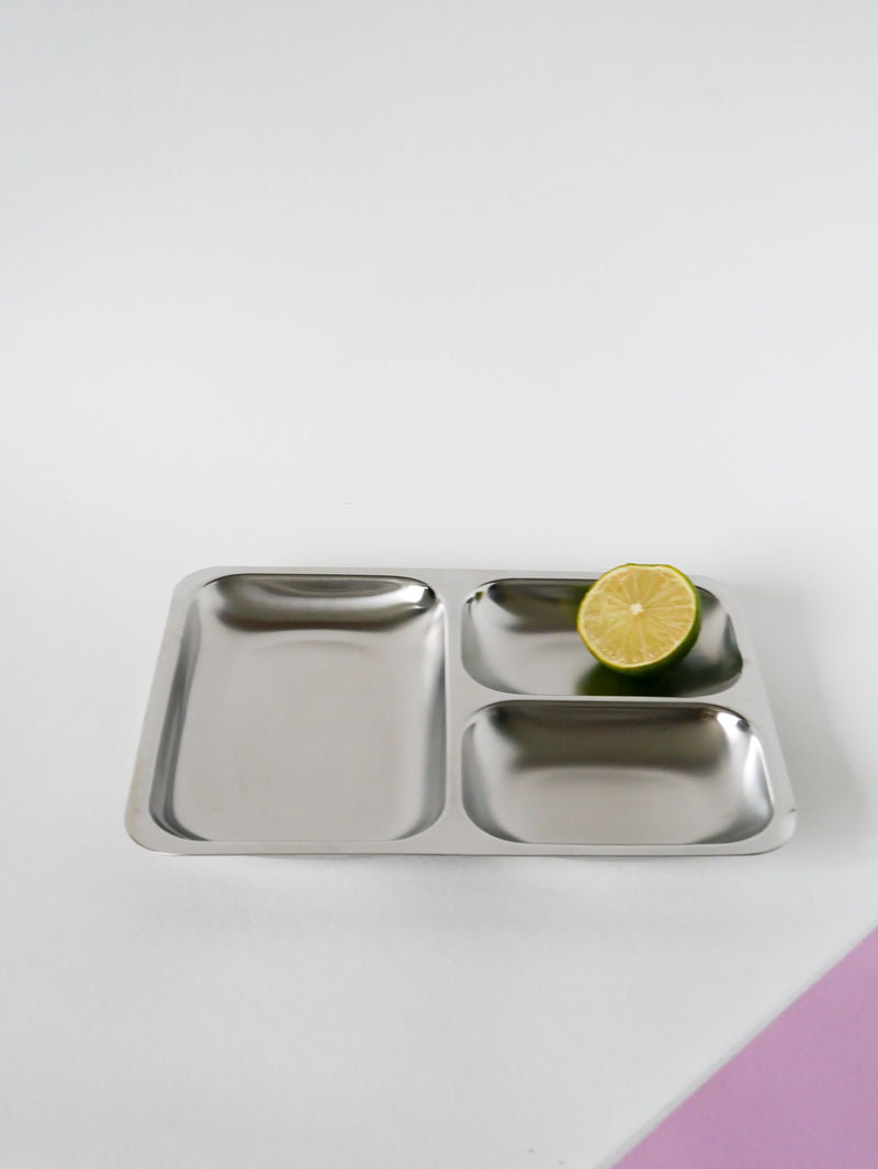 Plat Rectangulaire À Apéritif En Inox Brossé - Design - 1970