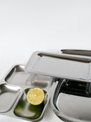 Plat Rectangulaire En Inox - Bords Arrondis Design - 1970