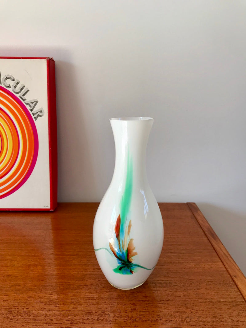 Vase En Opaline Coloré Style Murano - Années 60