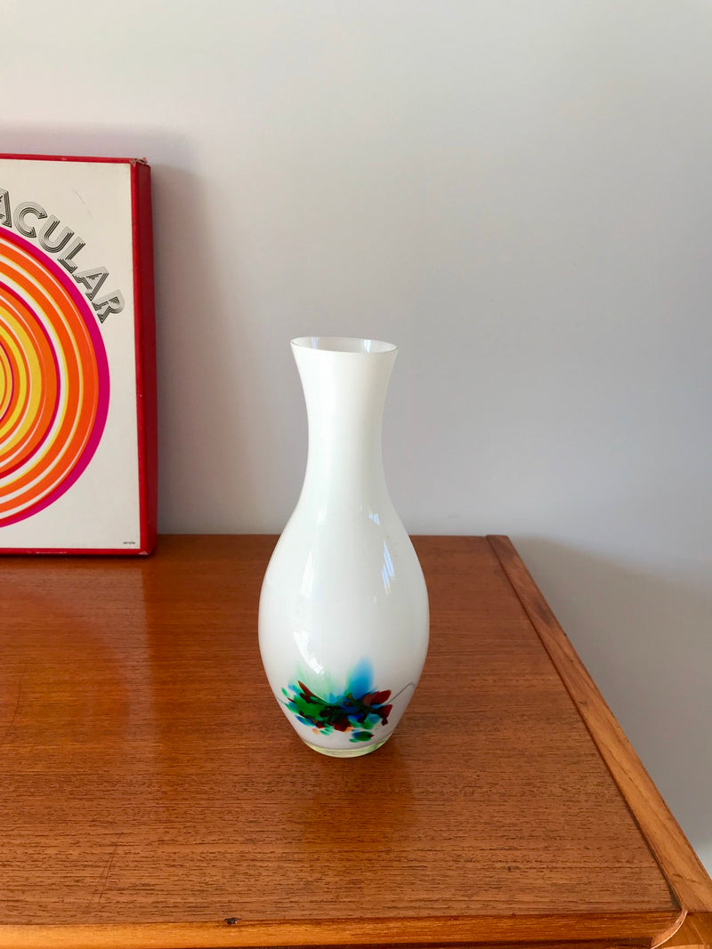 Vase En Opaline Coloré Style Murano - Années 60