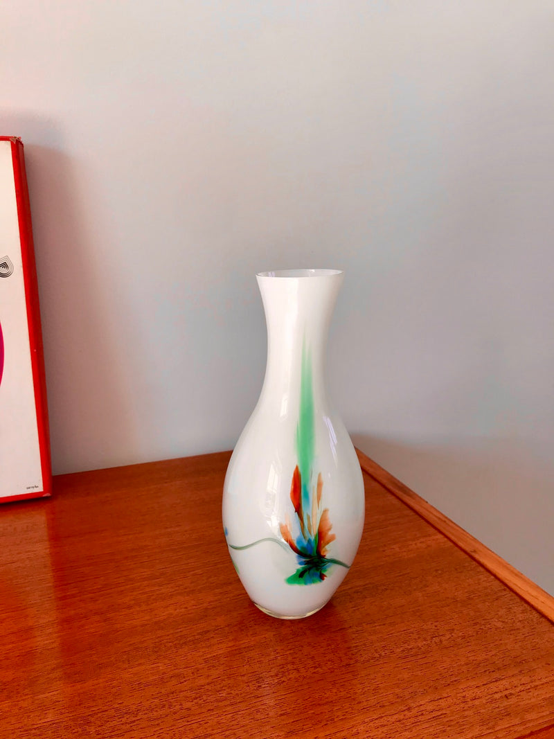 Vase En Opaline Coloré Style Murano - Années 60