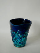 Vase En Céramique Fat Lava Bleu - Années 70