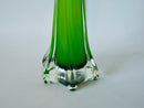 Grand Vase En Opaline Vert Et Blanc - Années 70