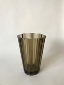 Vase En Verre Fumé Plissé - Années 70