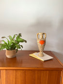 Vase En Céramique Fat Lava Beige Et Orange - Années 70