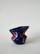 Vase En Céramique / Fat Lava Rouge - Bleu Et Blanc - 1970