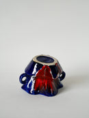 Vase En Céramique / Fat Lava Rouge - Bleu Et Blanc - 1970