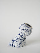 Vase En Fat Lava Blanc Et Bleu Klein - Grès Des Neiges - 1970