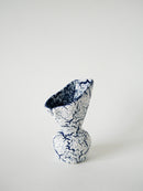 Vase En Fat Lava Blanc Et Bleu Klein - Grès Des Neiges - 1970