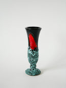 Vase En Fat Lava Bleu - Noir Et Rouge - 1970