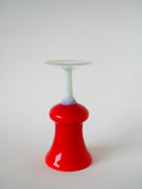 Vase En Opaline Rouge Orange - 1960 - 23 X 11 Cm