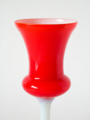 Vase En Opaline Rouge Orange - 1960 - 23 X 11 Cm