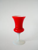 Vase En Opaline Rouge Orange - 1960 - 23 X 11 Cm