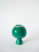 Vase En Barbotine / Céramique - Vert Et Doré - 1960