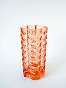 Vase En Verre Moulé - Rose - 1970