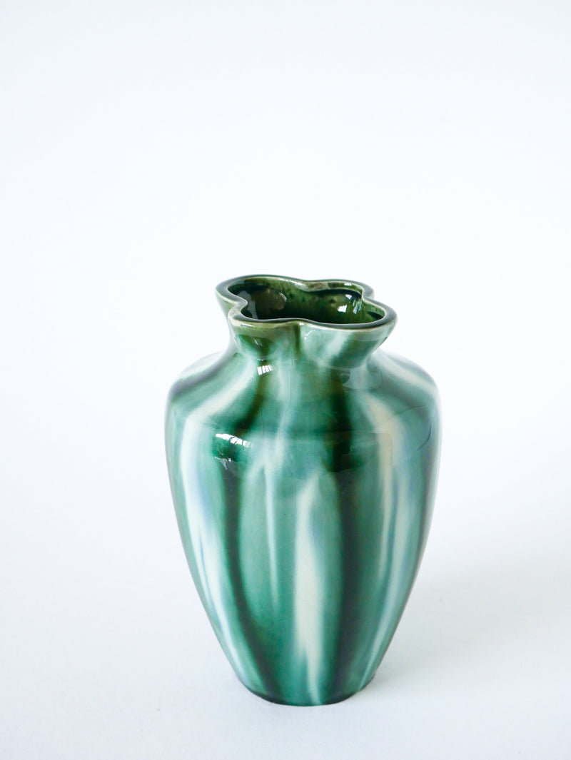 Vase En Céramique Vernissée - Encolure Fleur - Design - 1970