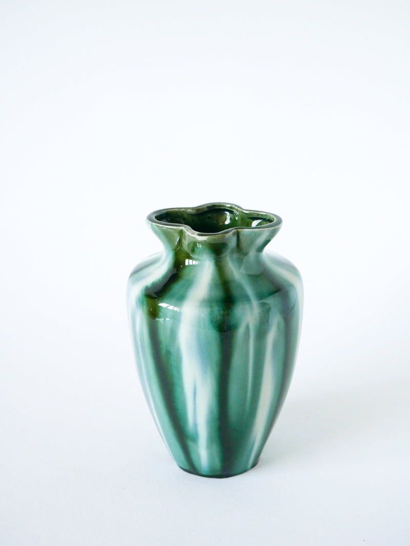 Vase En Céramique Vernissée - Encolure Fleur - Design - 1970