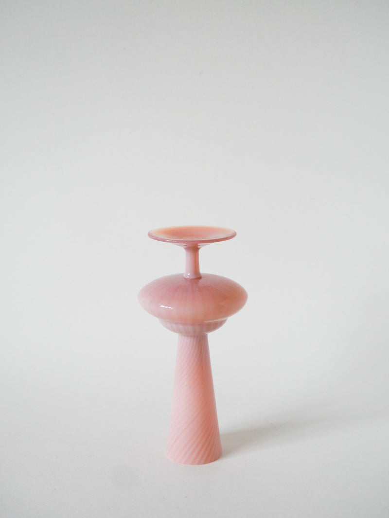 Petit Vase En Opaline Texturé - Rose - 1950