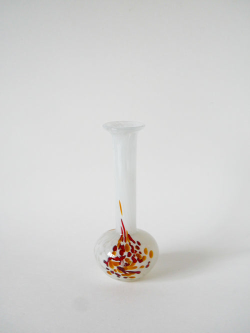 Vase En Verre De Clichy - Moucheté - Blanc Jaune Et Rouge - 1920