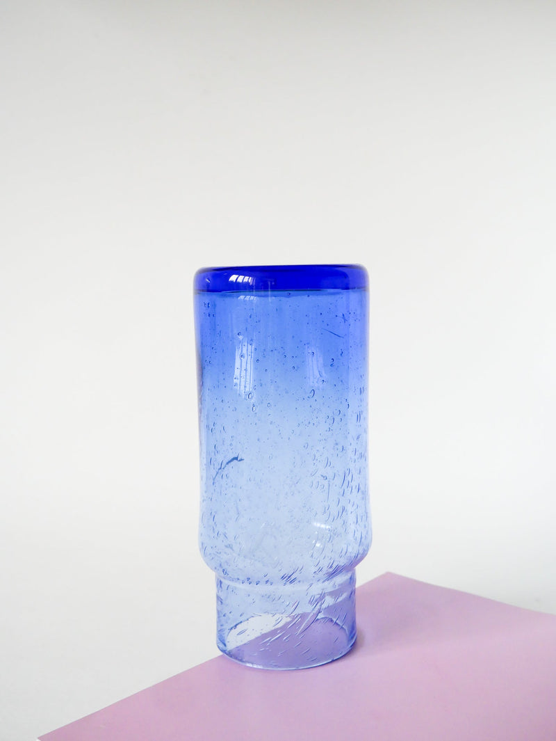 Vase En Verre Bullé - Style Biot - Bleu Klein - 1970