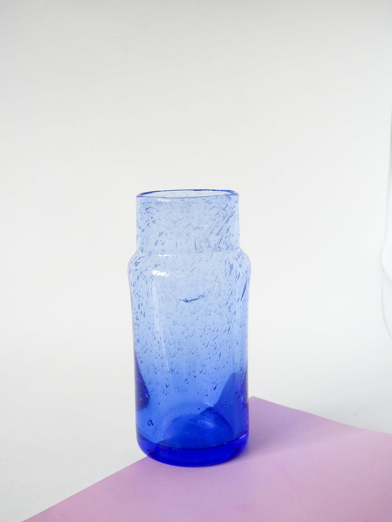 Vase En Verre Bullé - Style Biot - Bleu Klein - 1970