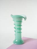 Vase En Opaline Style Murano - Travaillé - Vert D'Eau - 1960