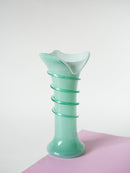 Vase En Opaline Style Murano - Travaillé - Vert D'Eau - 1960