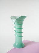 Vase En Opaline Style Murano - Travaillé - Vert D'Eau - 1960