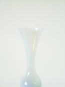 Grand Vase En Opaline Blanc Opalescent - Col Dentelé - 1960