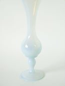 Grand Vase En Opaline Blanc Opalescent - Col Dentelé - 1960