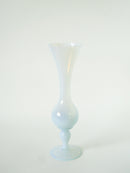 Grand Vase En Opaline Blanc Opalescent - Col Dentelé - 1960