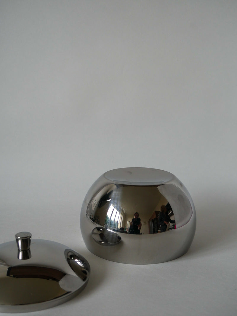 Boîte Pomme En Inox Design Italie 1970