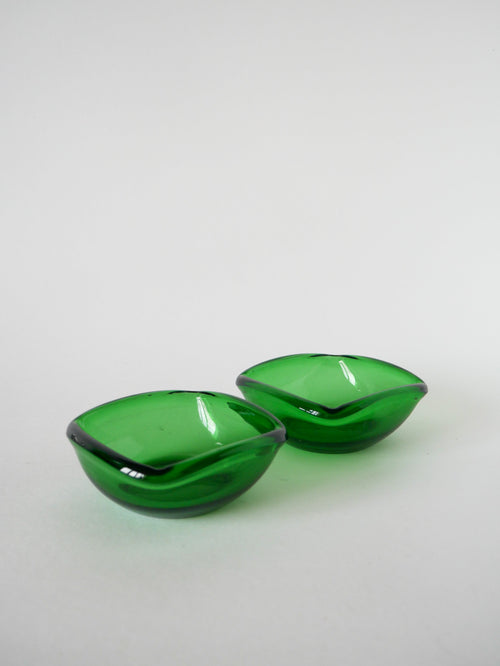 Paire De Vide-Poches En Verre Coloré Vert - Dans Le Goût De Murano - 1970