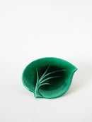 Vide-Poche En Céramique / Barbotine Vert - Modèle Feuille - Design - 1970