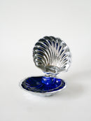 Vide-Poche Coquillage En Métal Et Verre Bleu - 1970