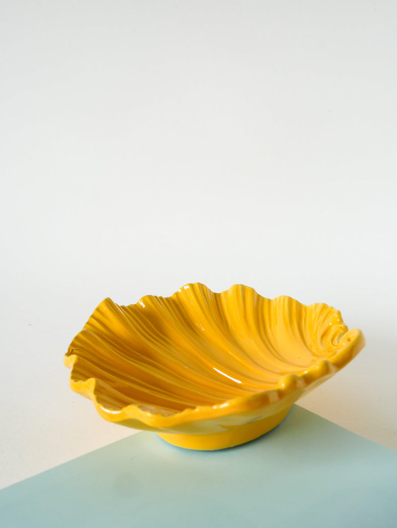 Coupe En Céramique Coquillage - Jaune - 1970