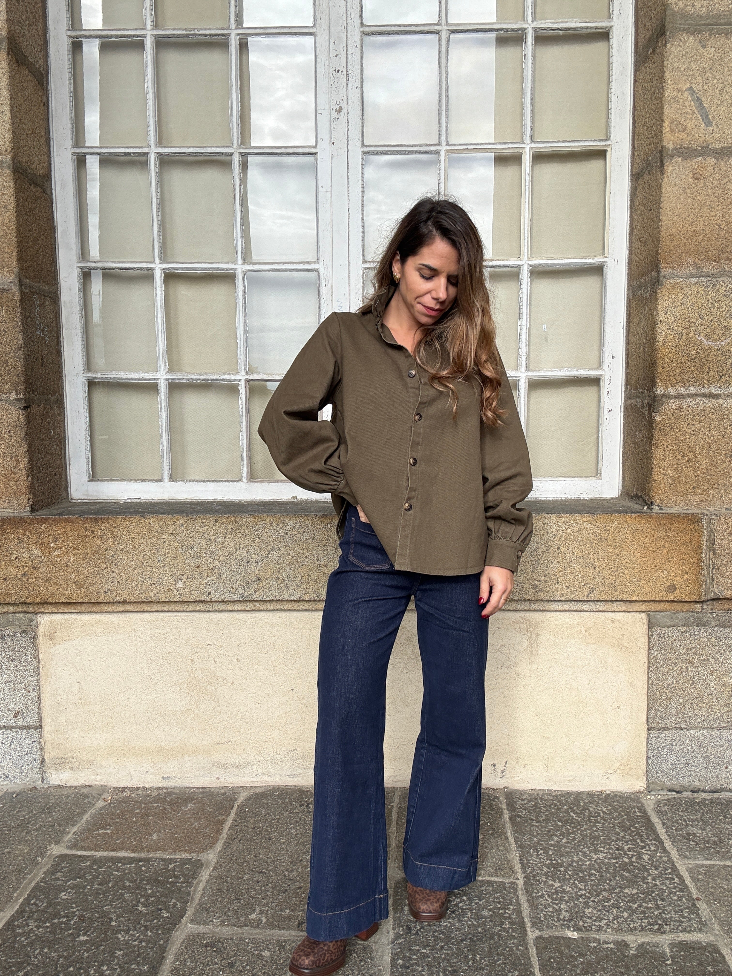 Veste En Jean Céleste Kaki