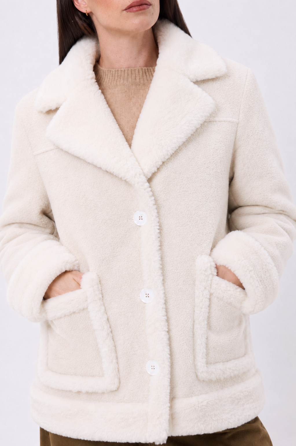 Cappotto reversibile in lana e cashmere Denali - Cammello - Donna - Cashmere e lana