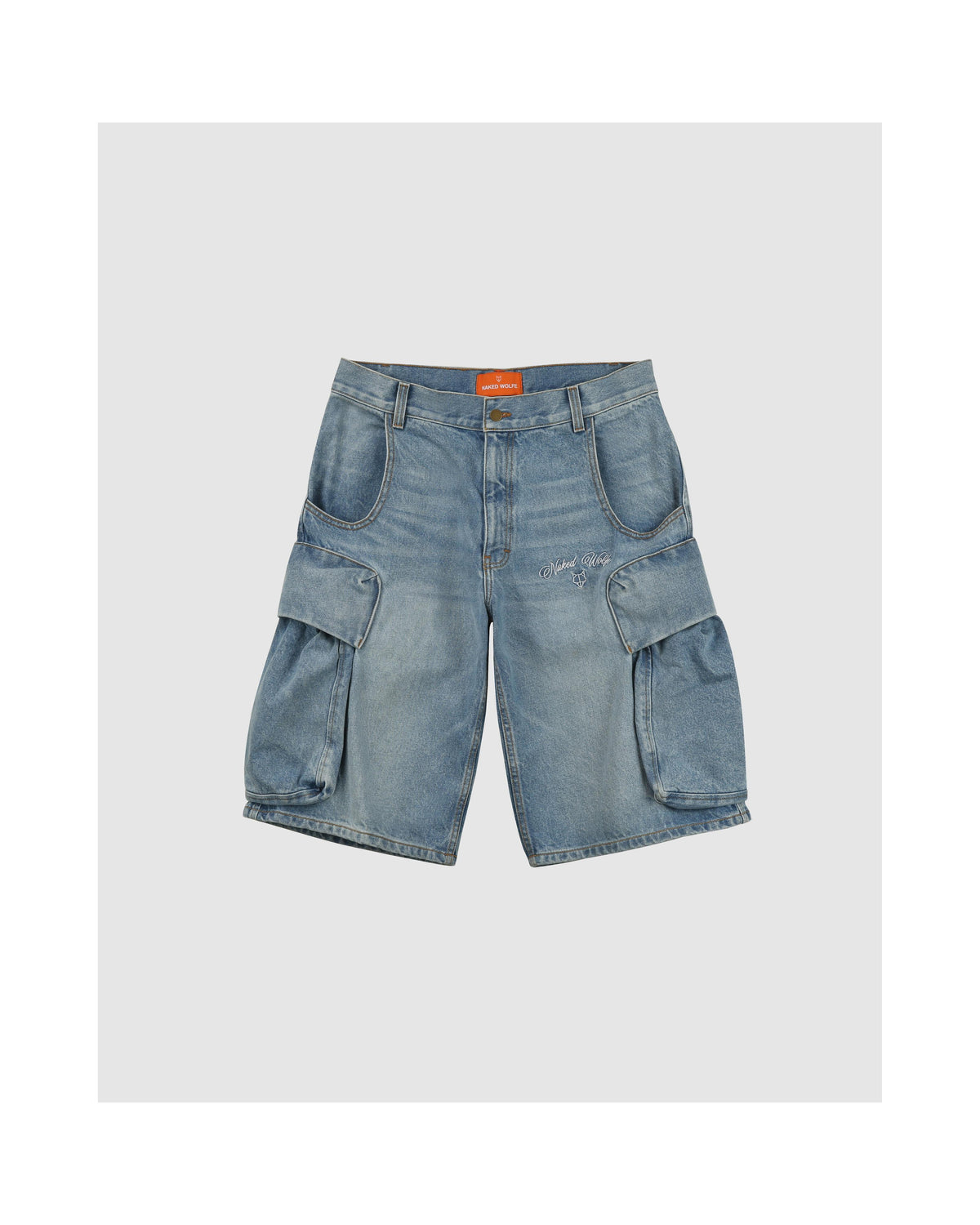 Denim Cargo Shorts - Light Blue - Men