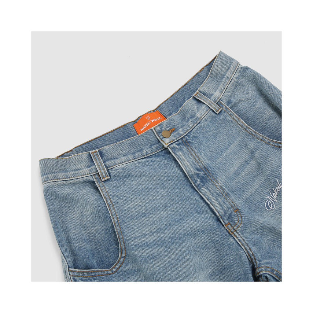 Denim Cargo Shorts - Light Blue - Men