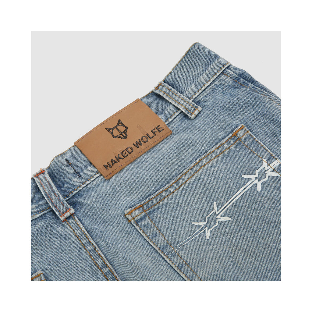 Denim Cargo Shorts - Light Blue - Men