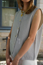 Baptiste Striped Sleeveless Vest Navy/Ecru