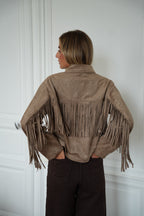 Giacca Con Frange Nina - Tortora
