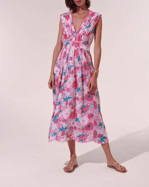 Agnes Maxi Dress - Pink Flower Mix - Mujer