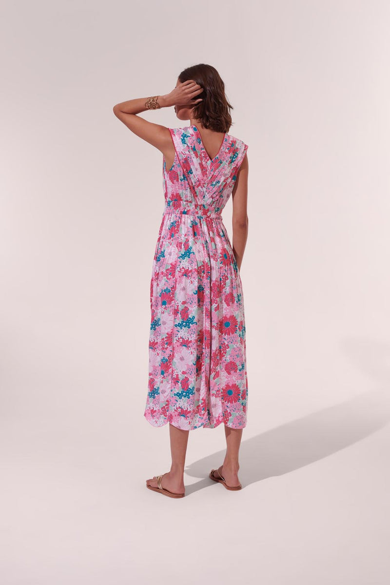 Robe Longue Agnes - Pink Flower Mix - Femme