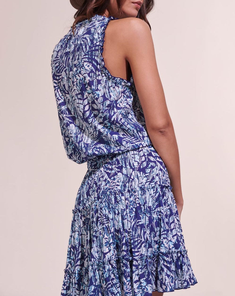 Clara Short Dress - Navy Tropical - Women