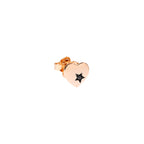 Boucle d’oreille Puce Cœur - Or Rose 9K & Diamant noir