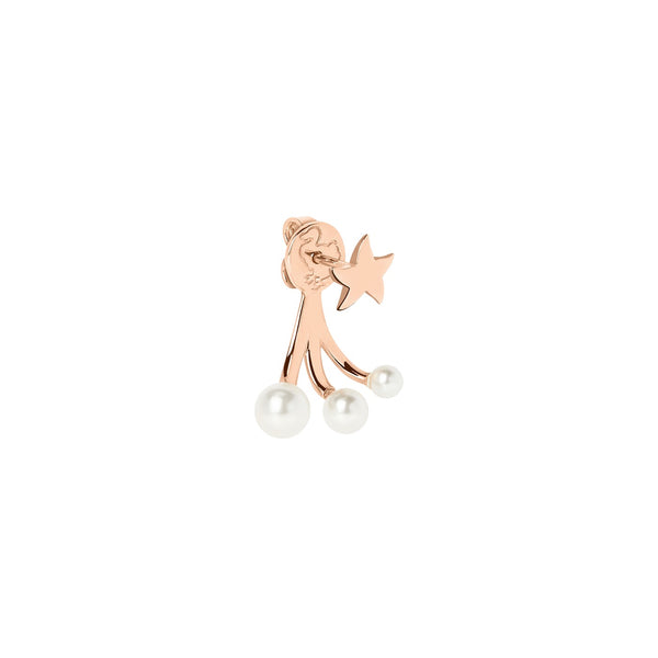 Boucle d’oreille Étoile gauche - Or Rose 9K & Perles de cristal